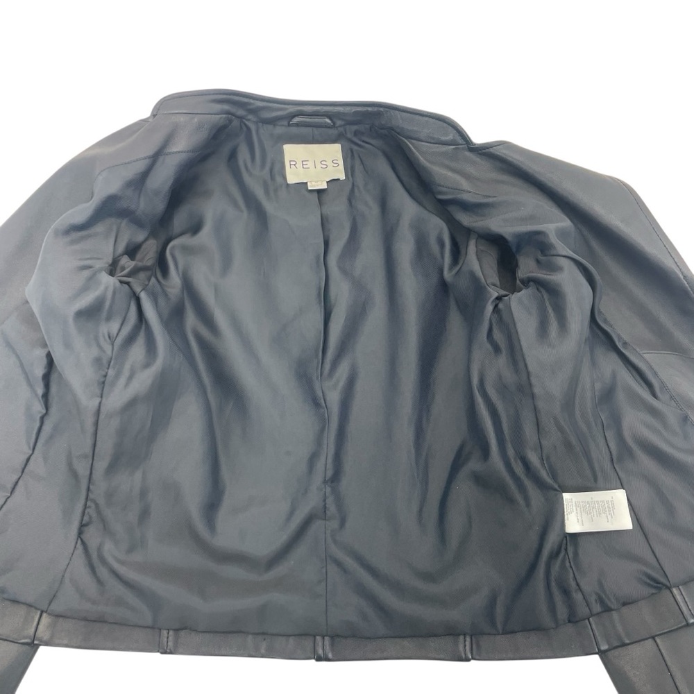 Reiss Lambskin Leather Jacket Medium Black - Picture 12 of 16